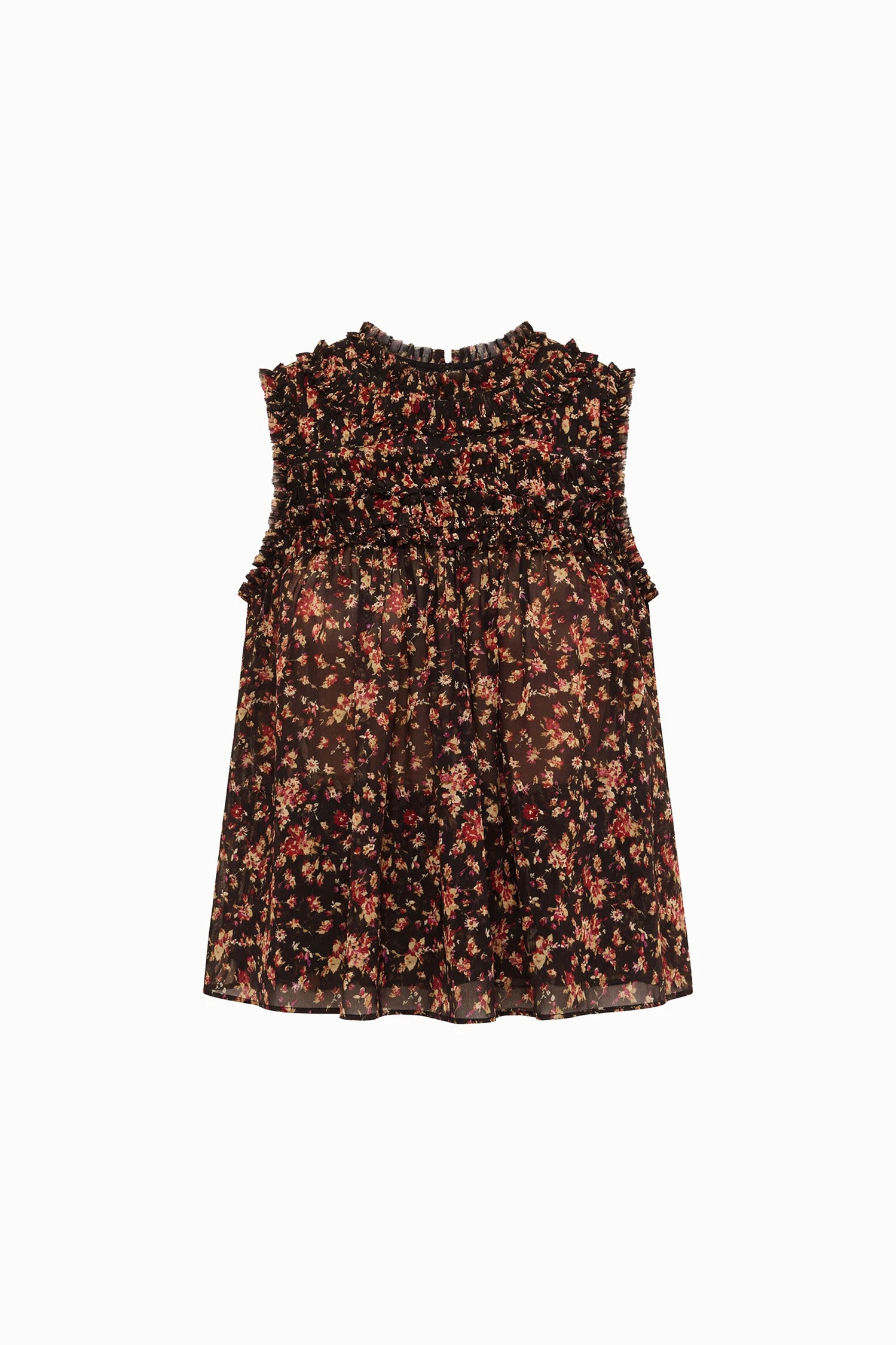Effie Sleeveless Silk Top in Noir Mille Fleur