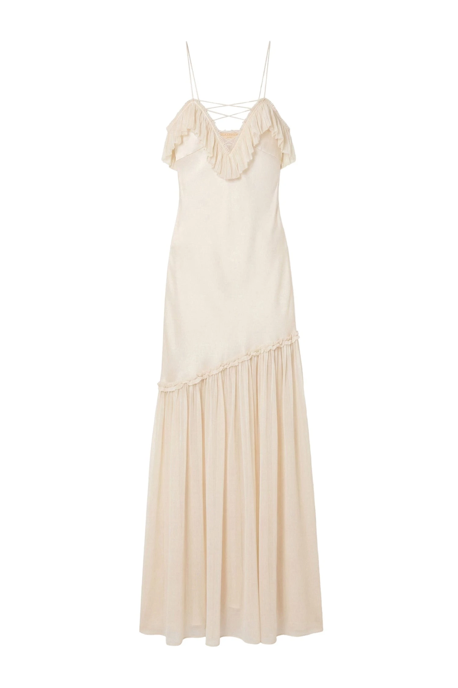 Ulla Johnson Elaria Cami Silk Gown with Lace Up in Ivory ulla johnson elaria cami silk gown with lace up