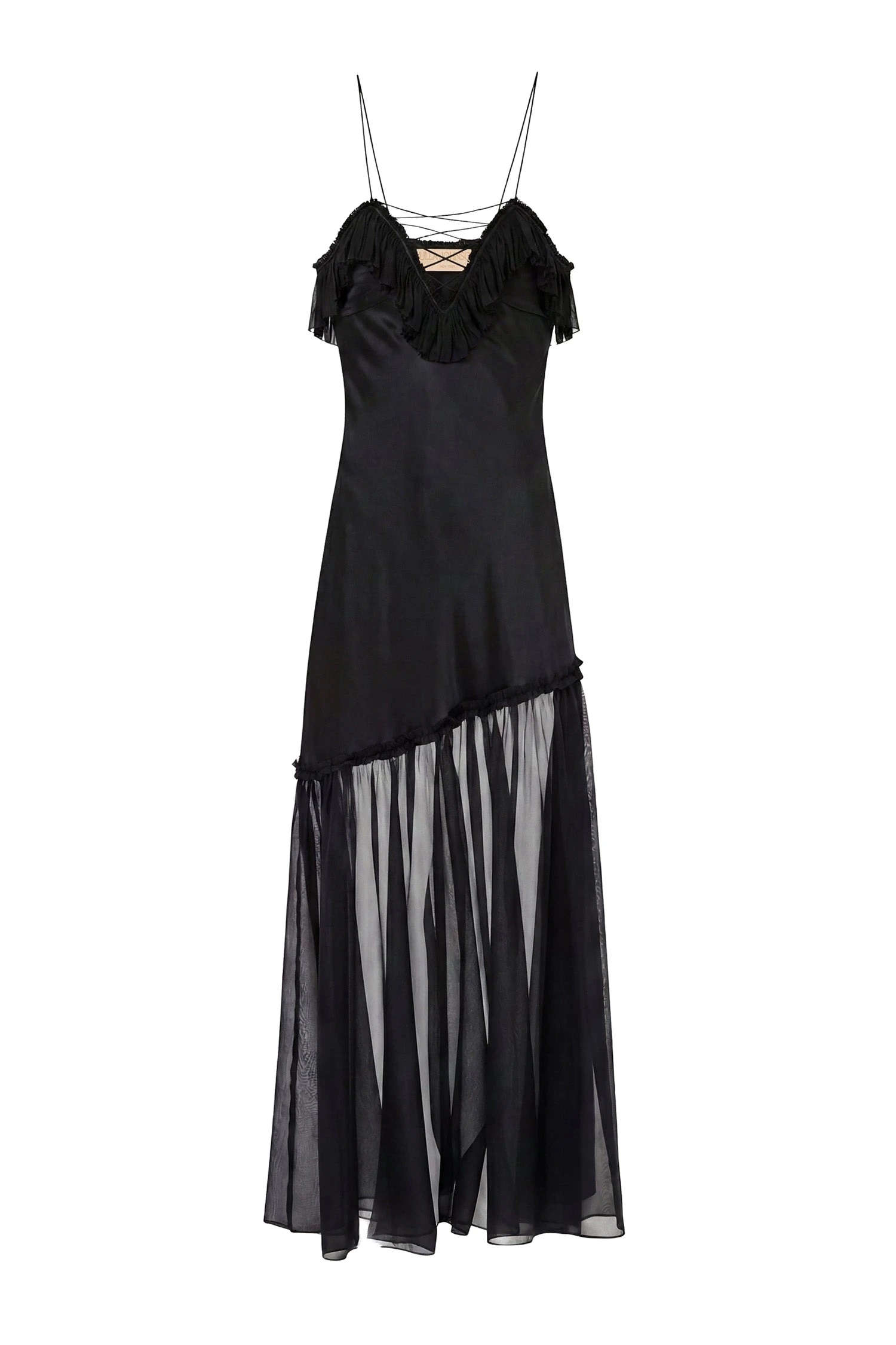 Ulla Johnson Elaria Cami Silk Gown with Lace Up in Noir ulla johnson elaria cami silk gown with lace up