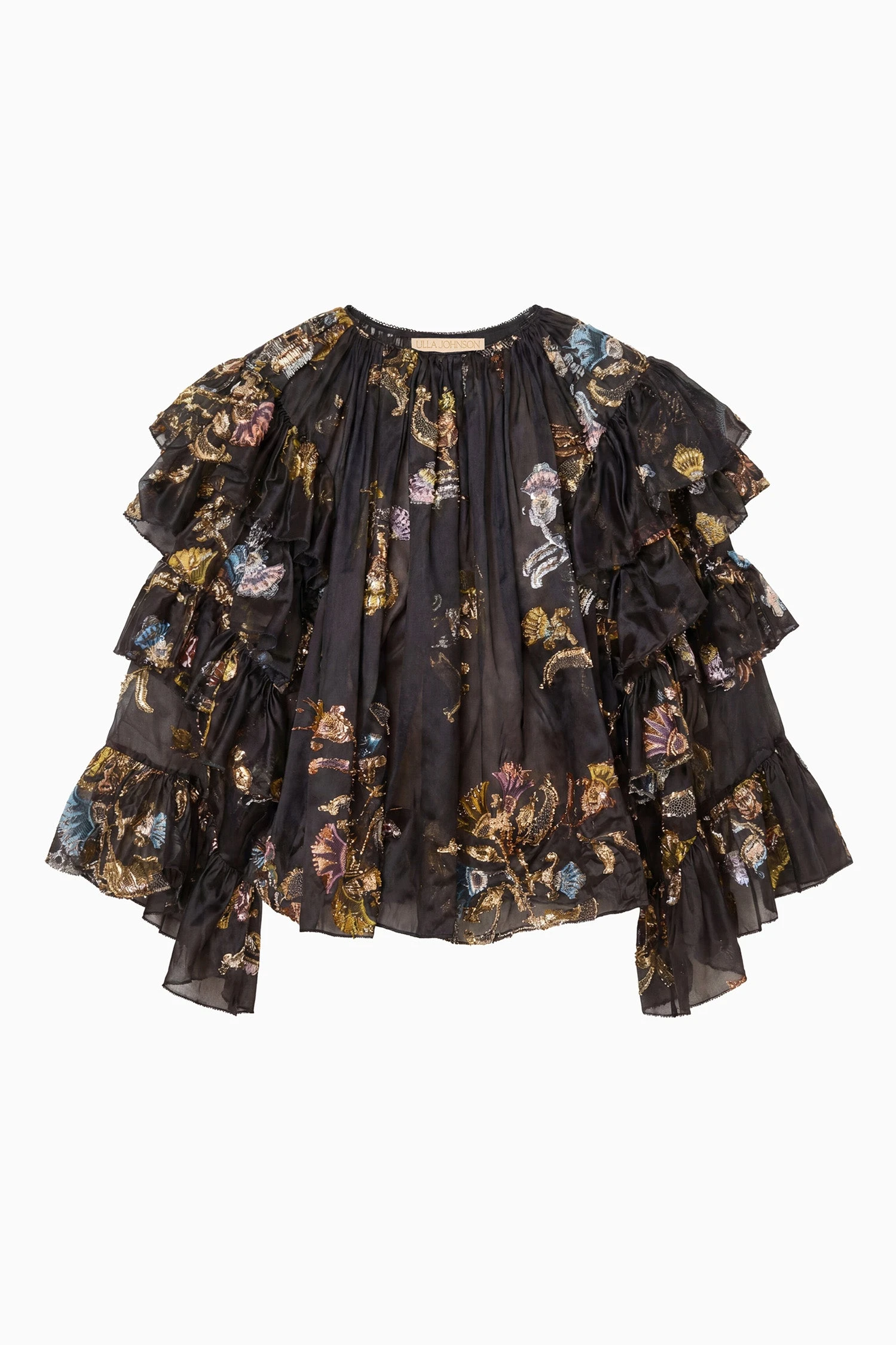 Elice Ruffled Silk Blouse in Raven