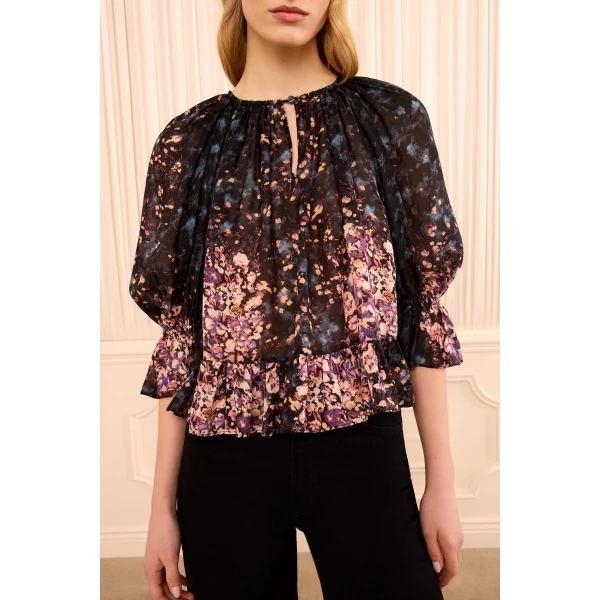 elise short sleeve silk blouse eclipse