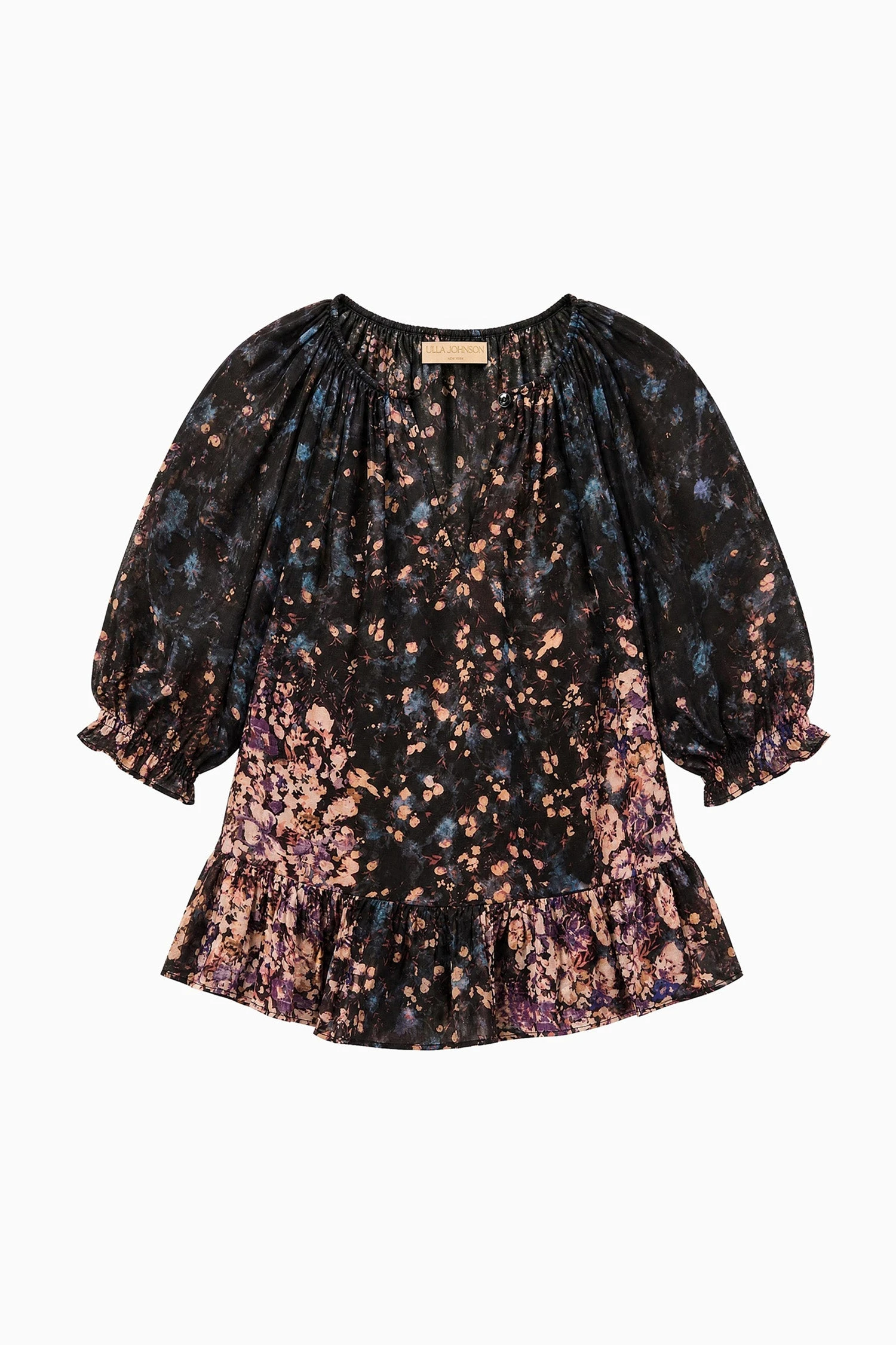 Elise Short Sleeve Silk Blouse in Eclipse