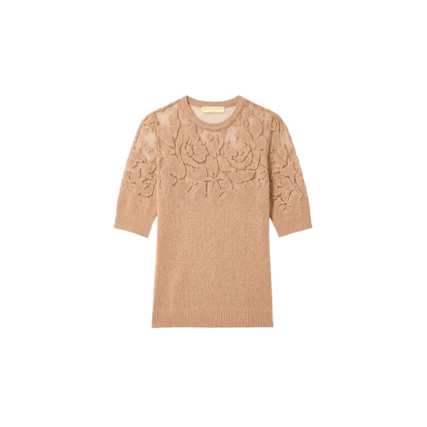 ulla johnson ella short sleeve lace top
