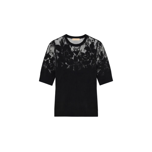 ulla johnson ella short sleeve lace top