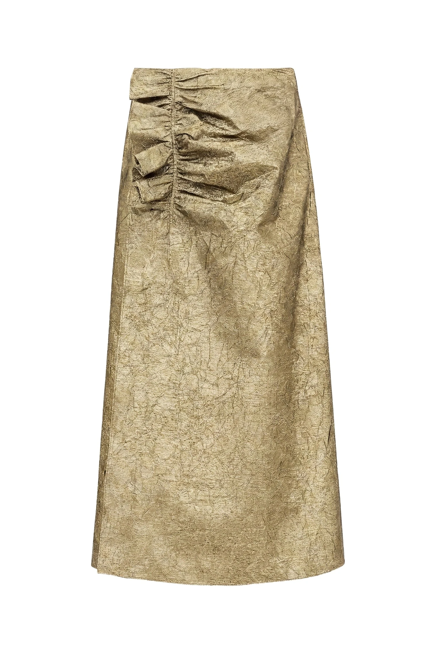 Ulla Johnson Ellis Taffeta Midi Skirt in Light Gold ulla johnson ellis taffeta midi skirt