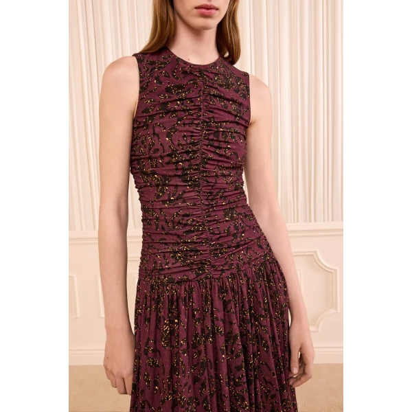 elora sleeveless jersey dress claret floral