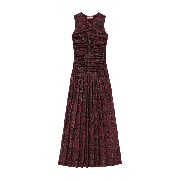 Elora Sleeveless Jersey Dress in Claret Floral