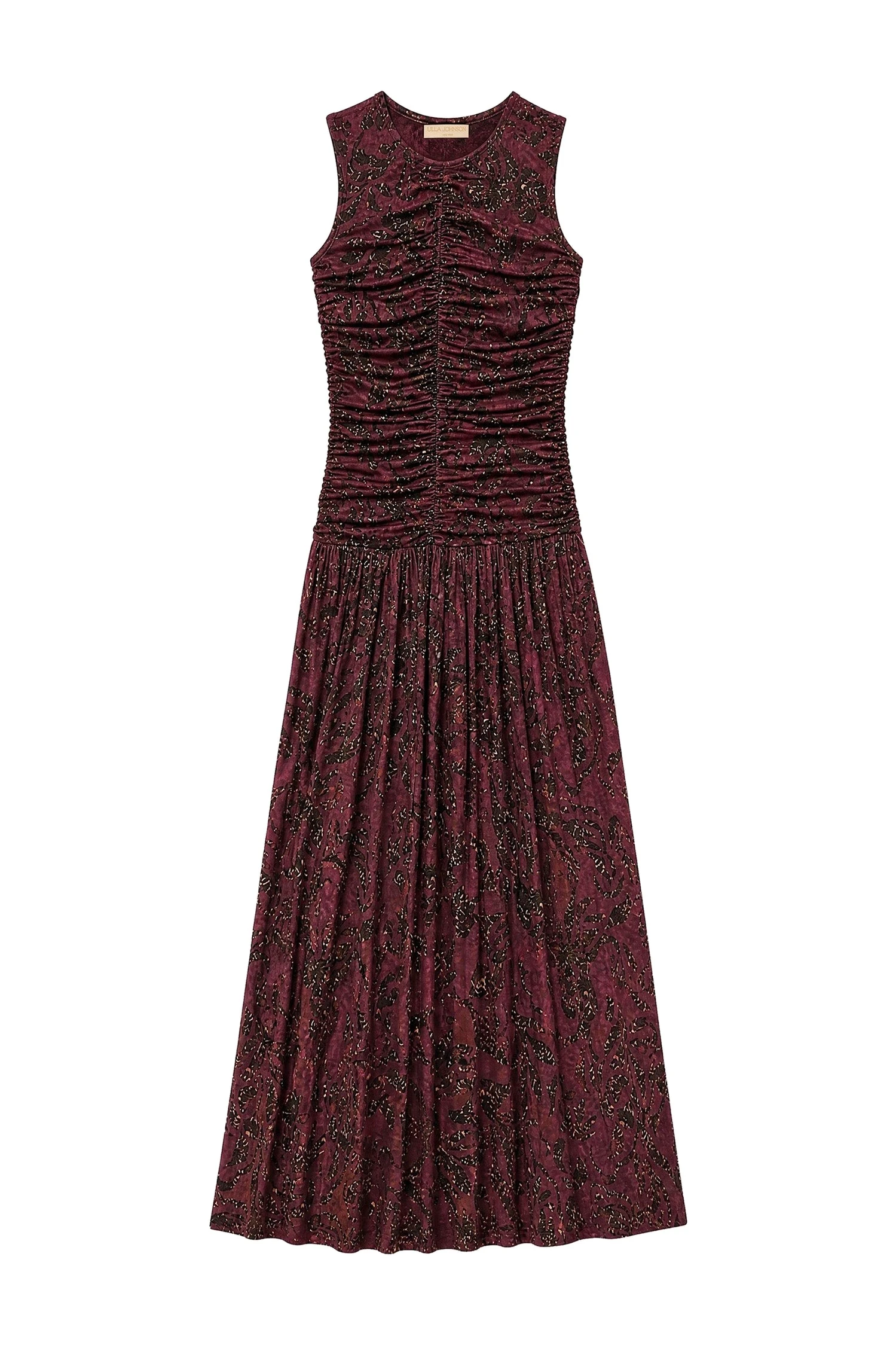 Ulla Johnson Elora Sleeveless Jersey Dress in Claret Floral ulla johnson elora sleeveless jersey dress