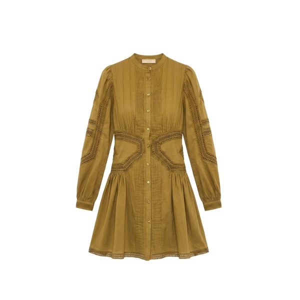 Elysia Cotton Mini Dress in Lichen