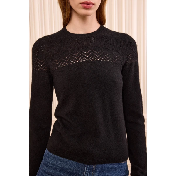 emelie long sleeve cashmere top noir