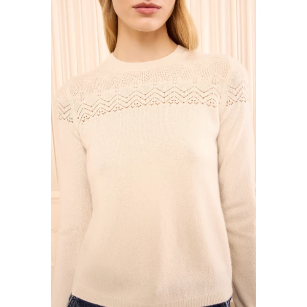 emelie long sleeve cashmere top pearl