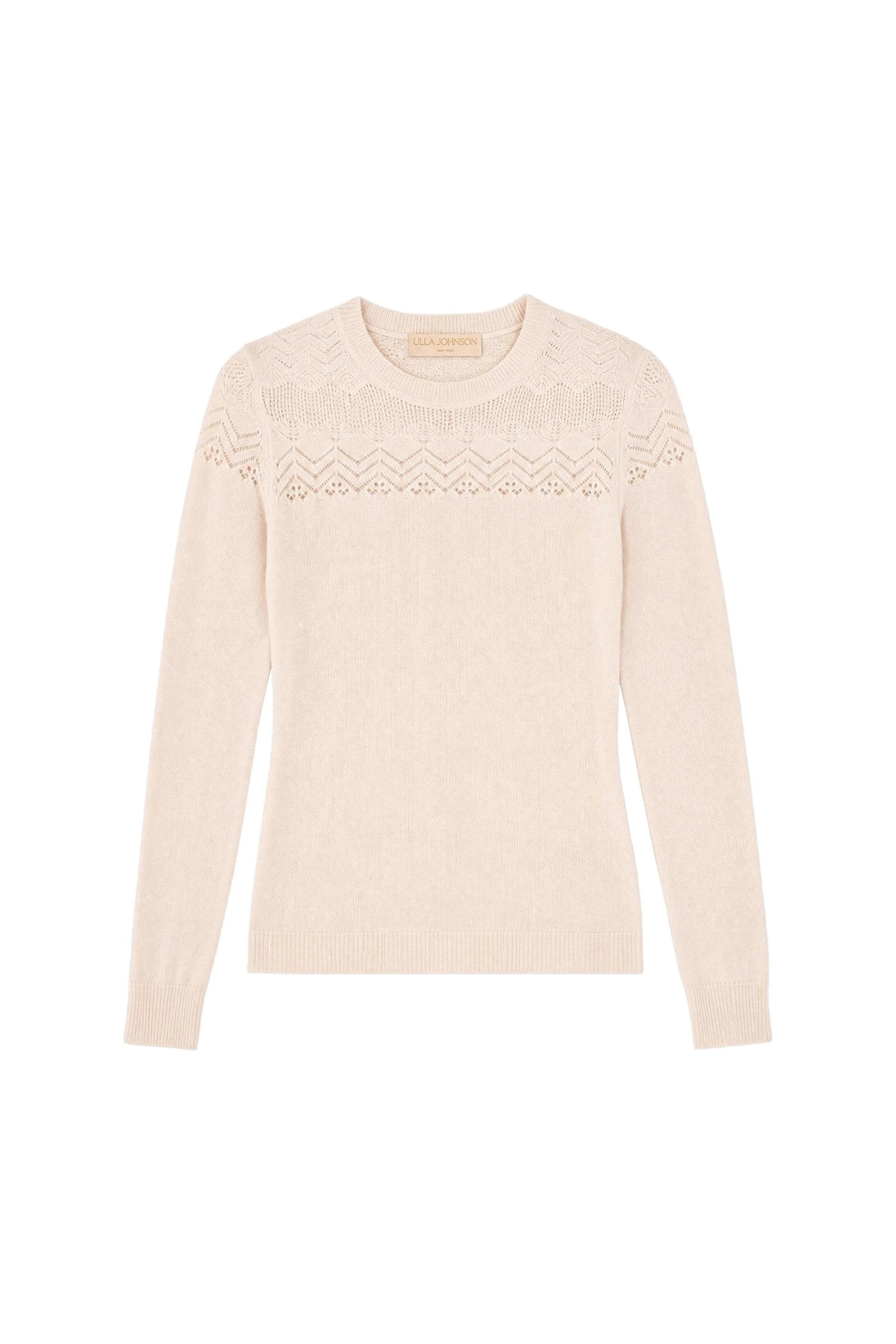 Ulla Johnson Emelie Long Sleeve Cashmere Top in Pearl ulla johnson emelie long sleeve cashmere top