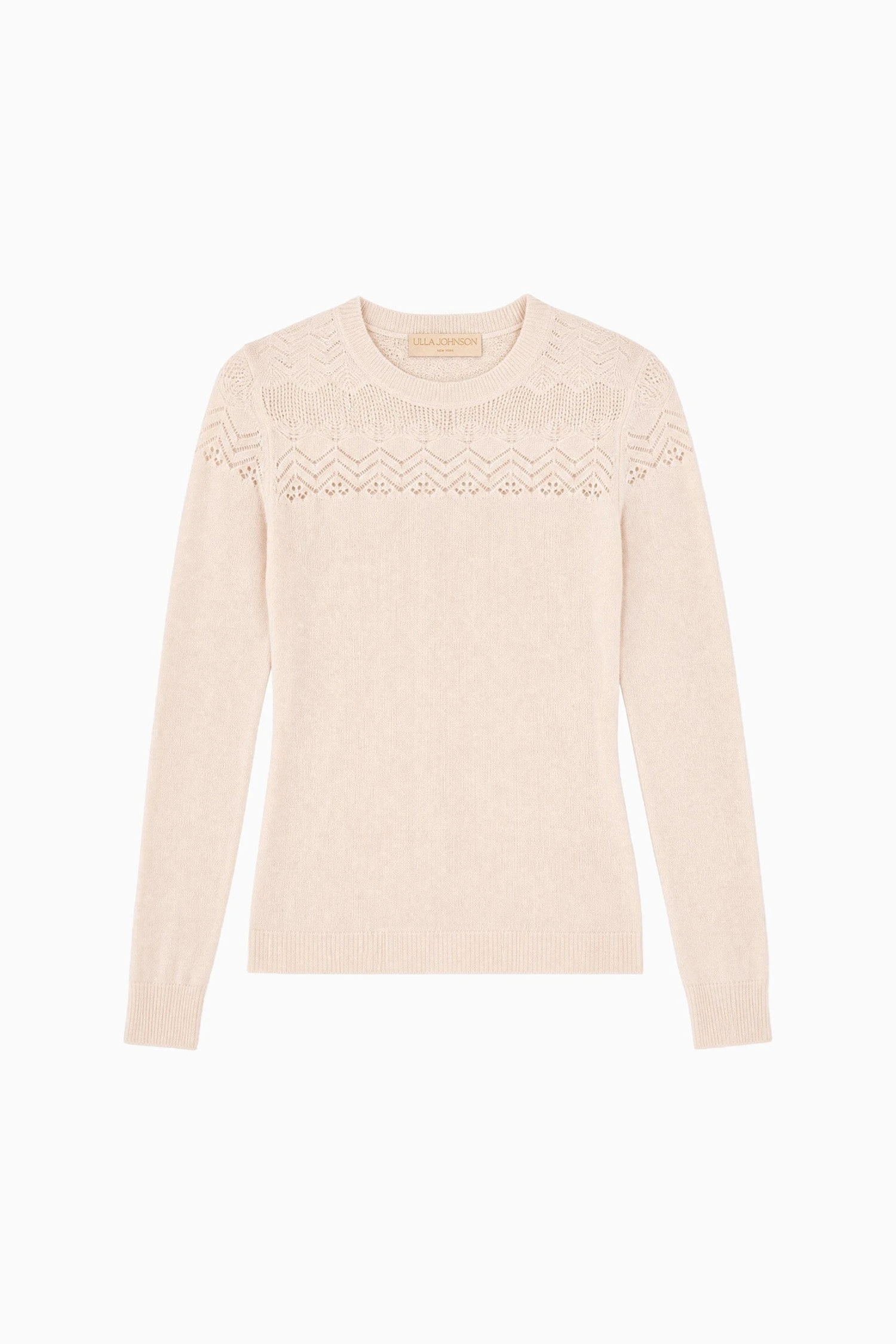 Emelie Long Sleeve Cashmere Top in Pearl