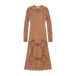ulla johnson emi long sleeve crochet & leather dress