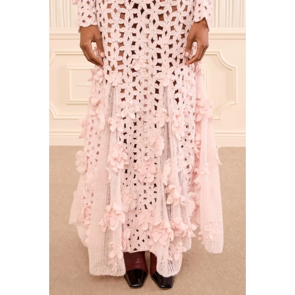 erinne skirt with embroidered flowers powder
