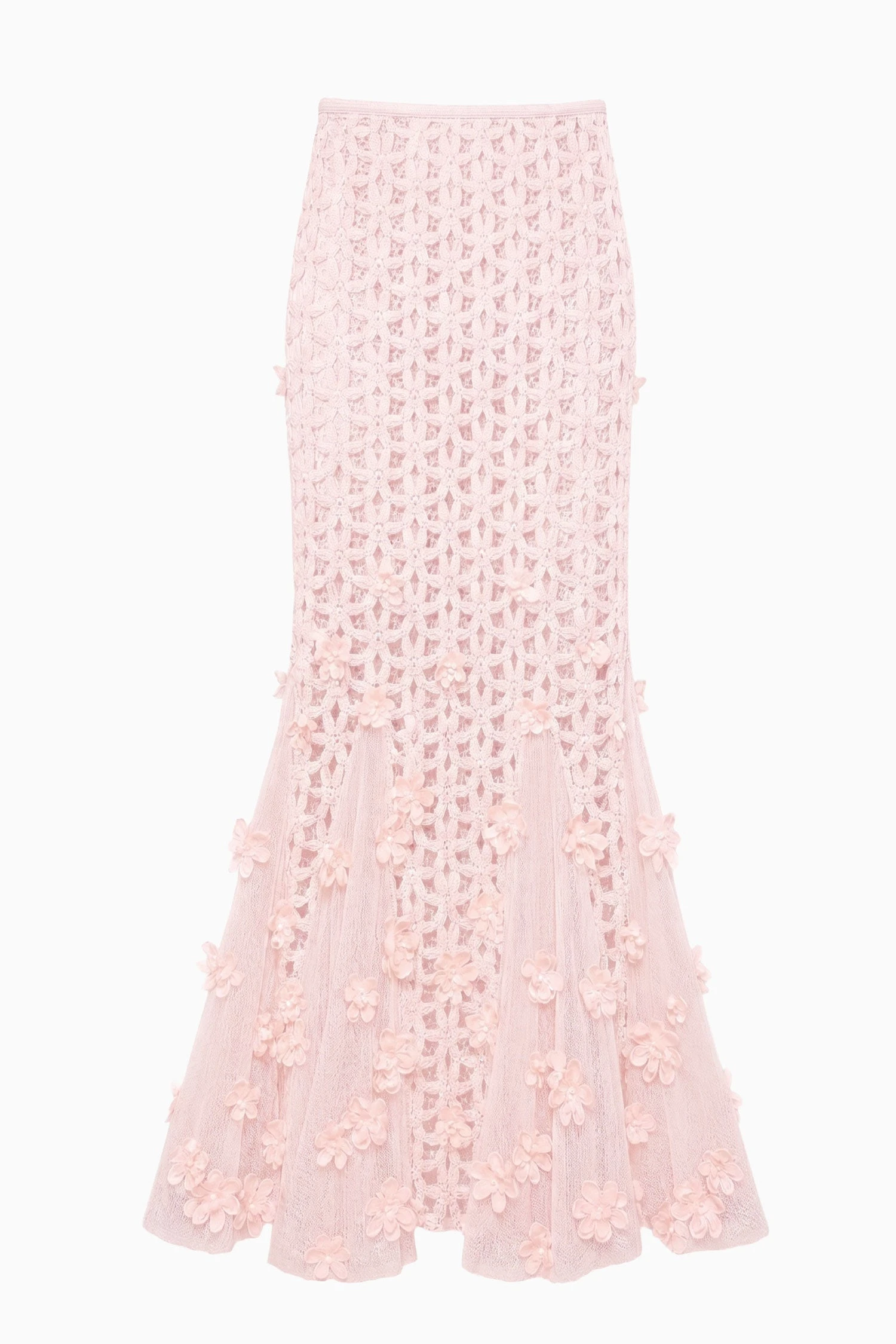 Erinne Skirt with Embroidered Flowers in Powder