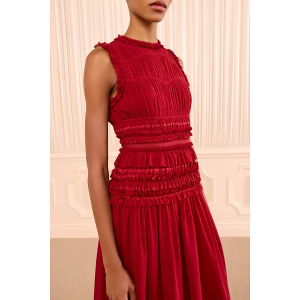 etta sleeveless silk dress cerise