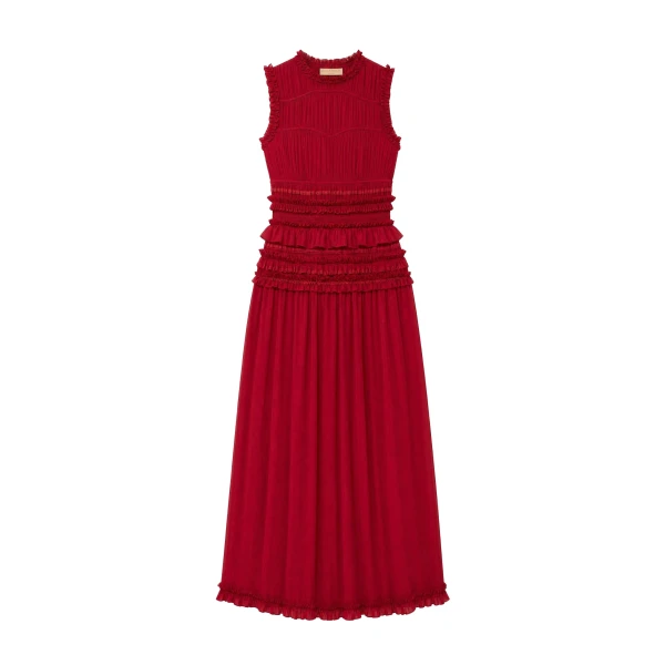 Etta Sleeveless Silk Dress in Cerise