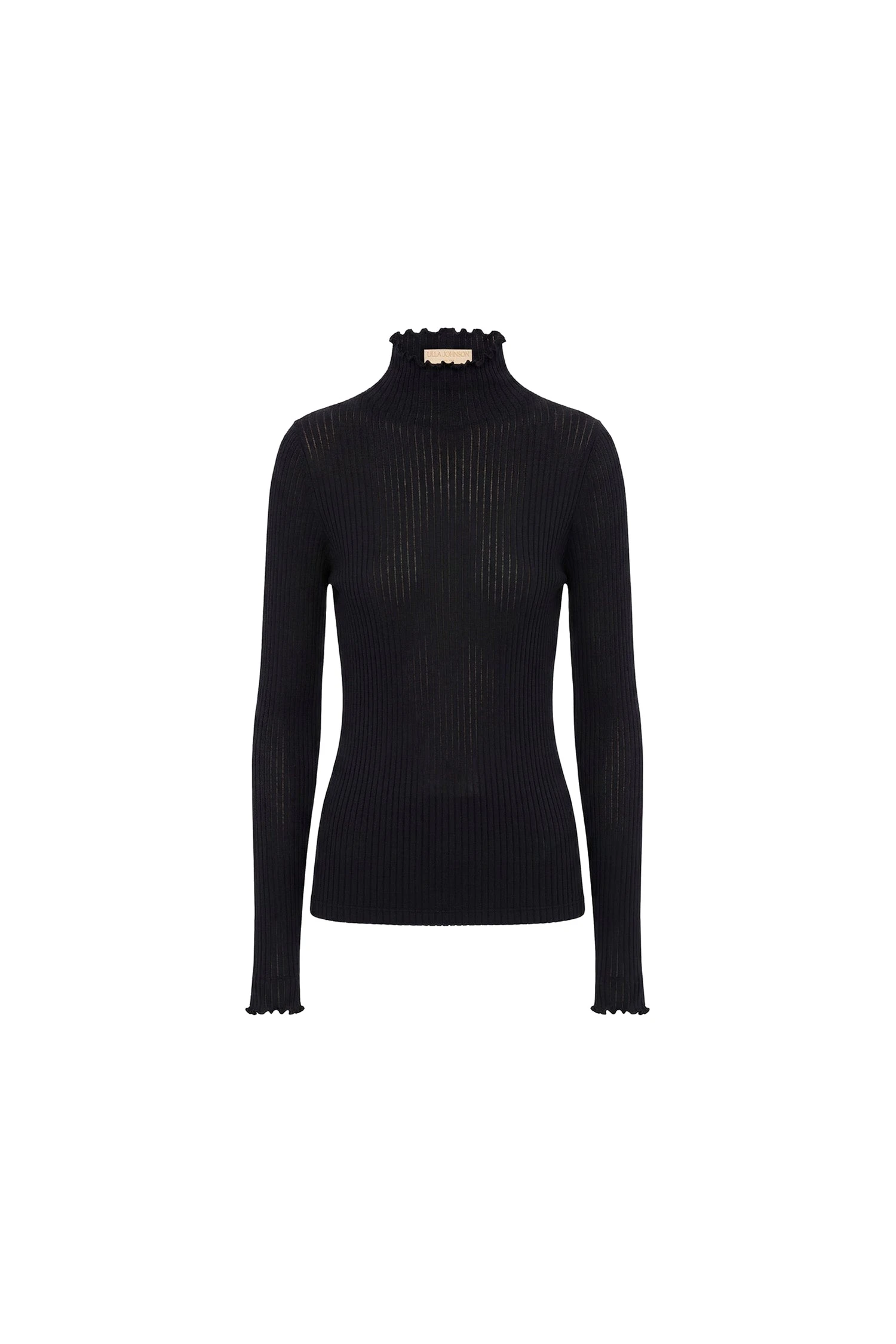 Ulla Johnson Evie Turtleneck Top in Noir ulla johnson evie turtleneck top