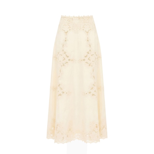 ulla johnson fleur linen midi skirt