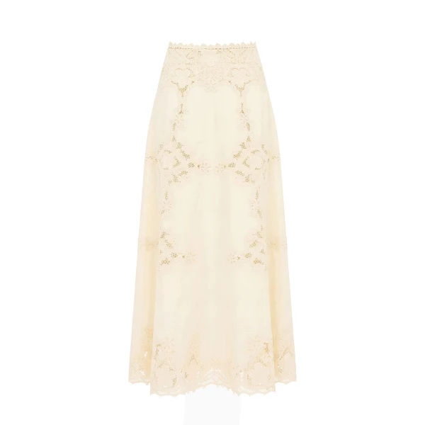 ulla johnson fleur linen midi skirt