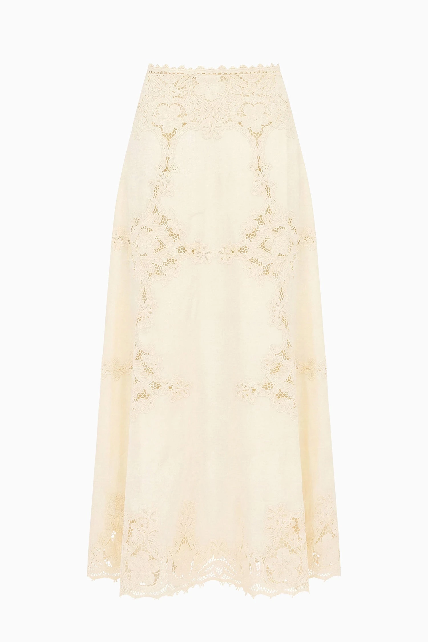 Fleur Linen Midi Skirt in Ivory