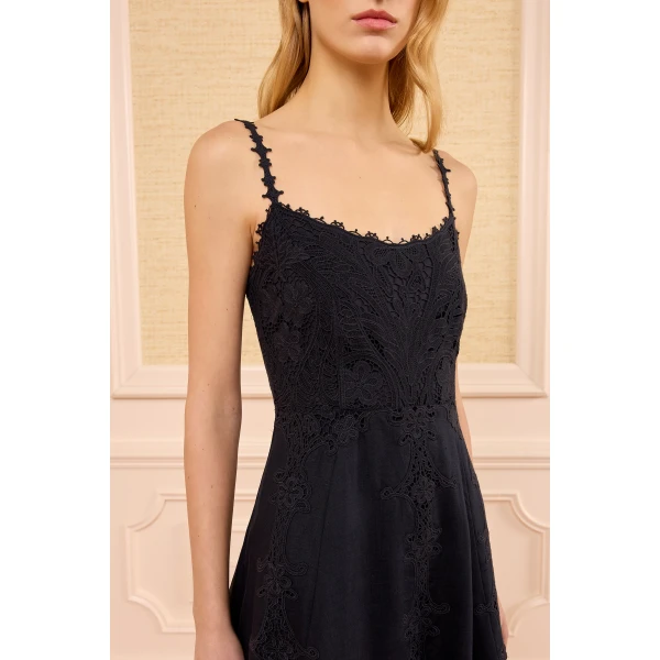 flora cami linen dress noir