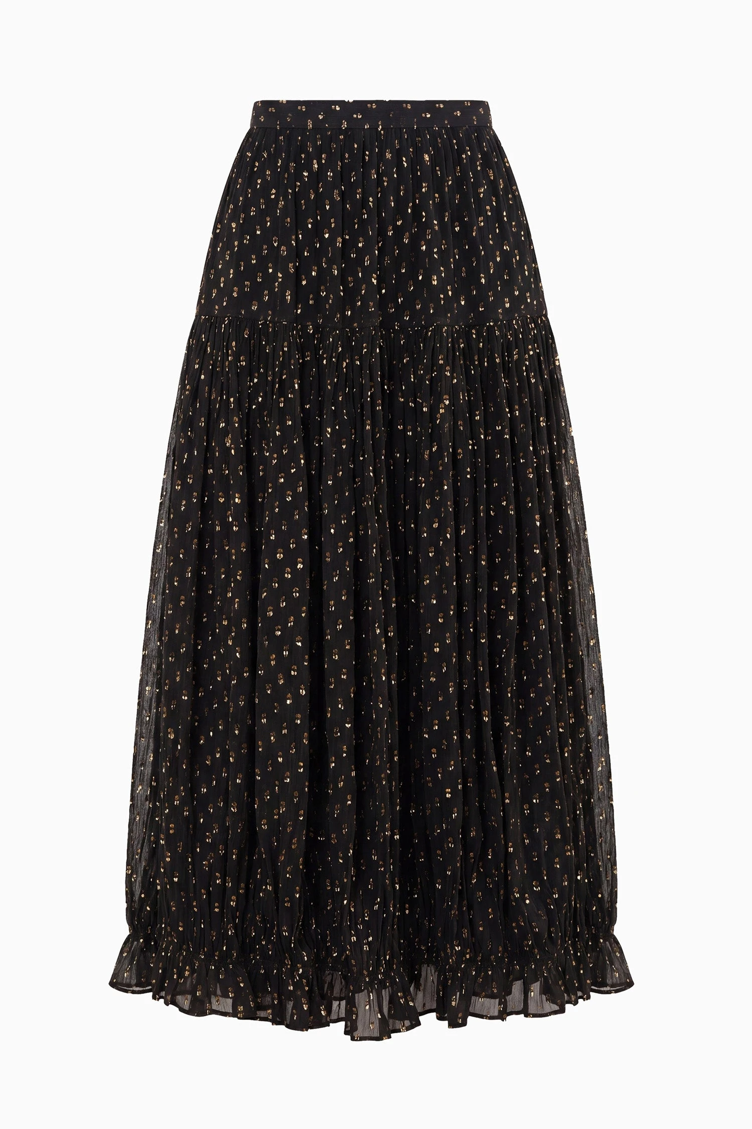 Floret Silk Skirt in Noir