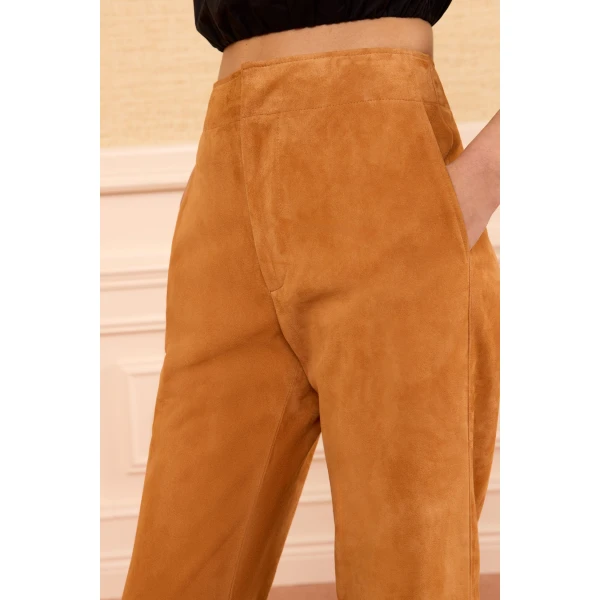freja suede pant cognac