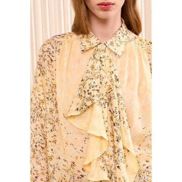 gesture long sleeve silk blouse forsythia