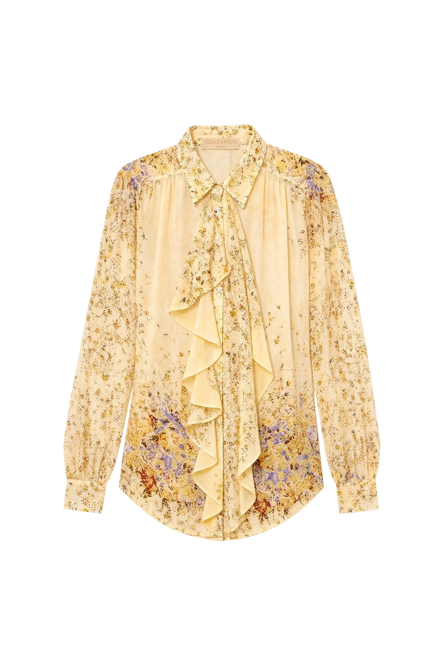 Ulla Johnson Gesture Long Sleeve Silk Blouse in Forsythia ulla johnson gesture long sleeve silk blouse