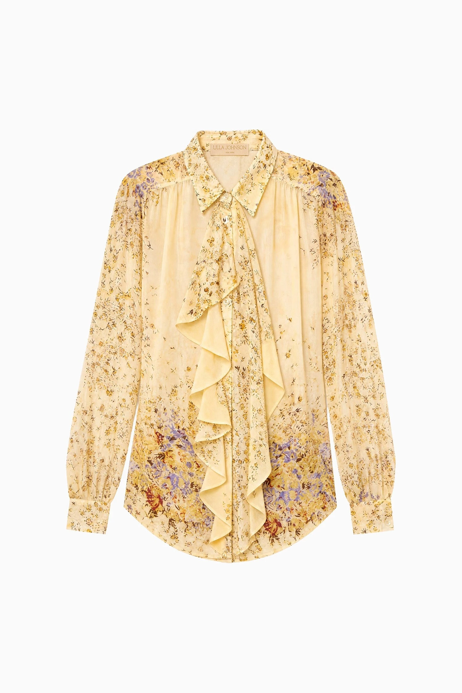 Gesture Long Sleeve Silk Blouse in Forsythia