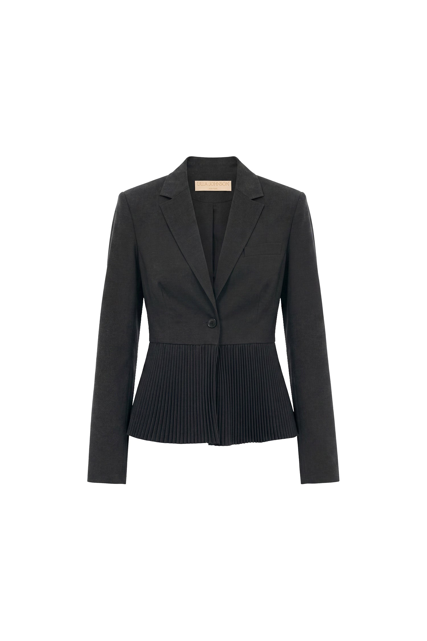 Greta Pleated Wool Blazer in Noir