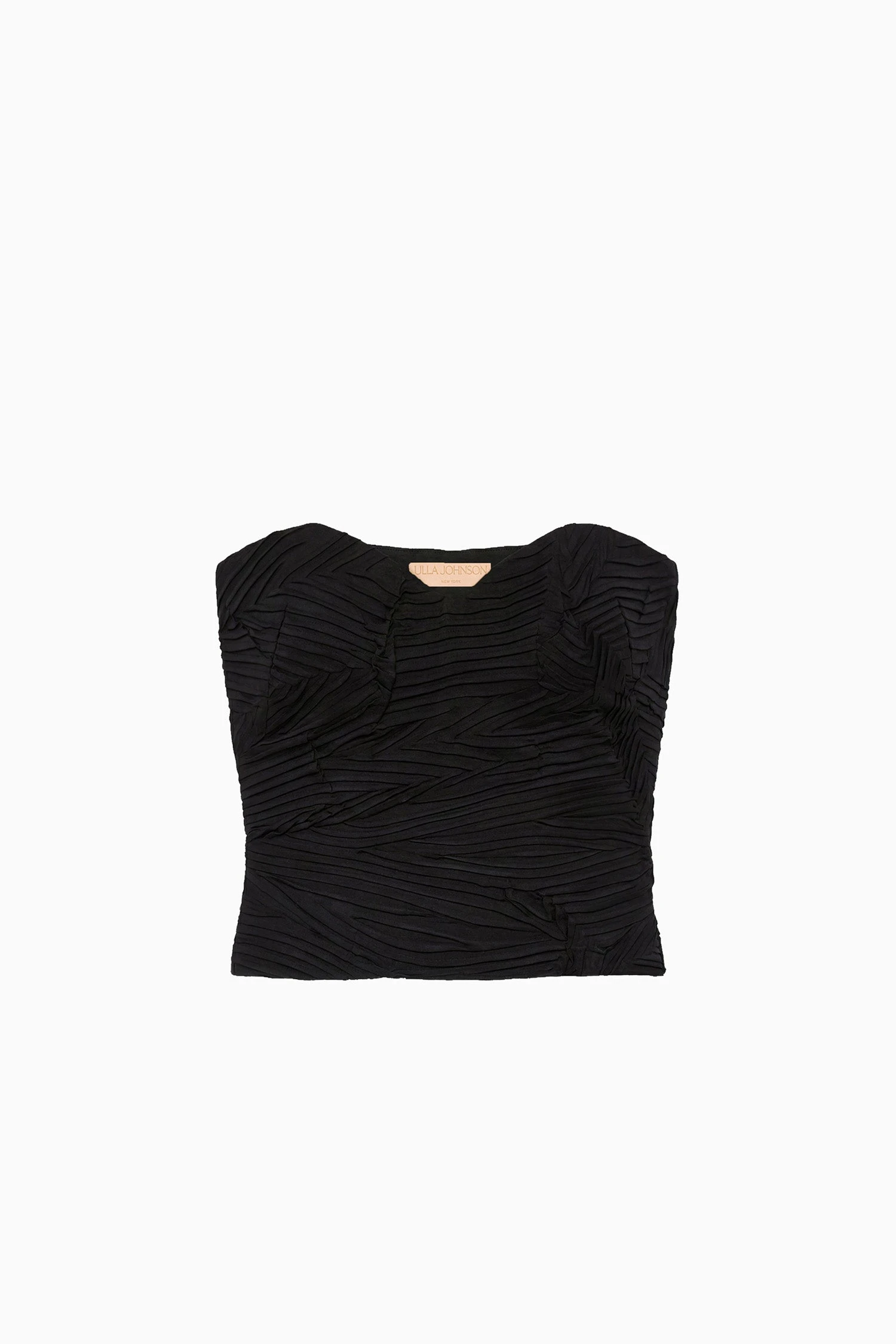 Heleen Satin Cropped Bustier Top in Noir