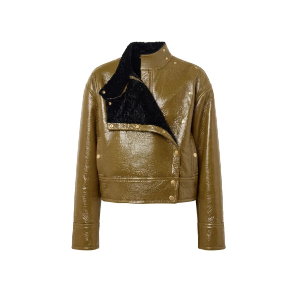 Honora Leather Jacket in Lichen