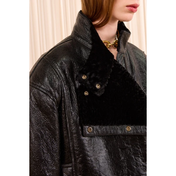 honora leather jacket noir