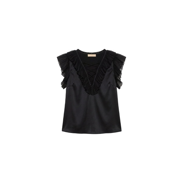 ulla johnson ilyana silk top with lace up
