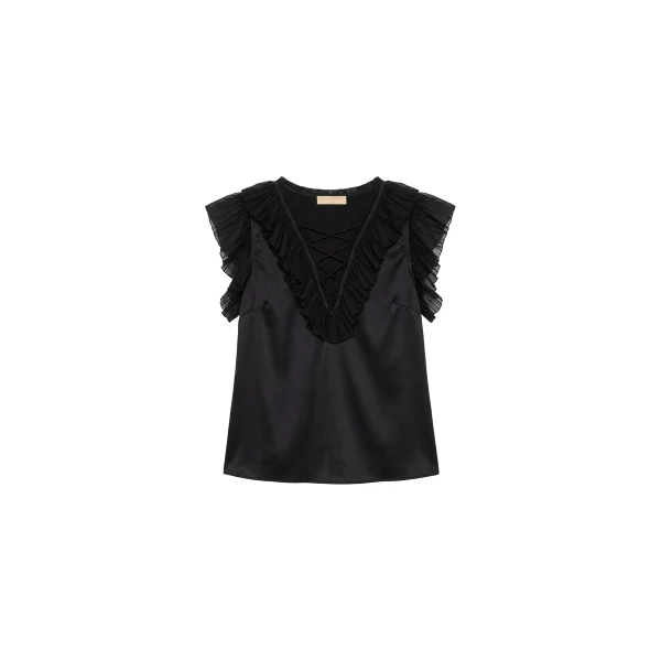 ulla johnson ilyana silk top with lace up