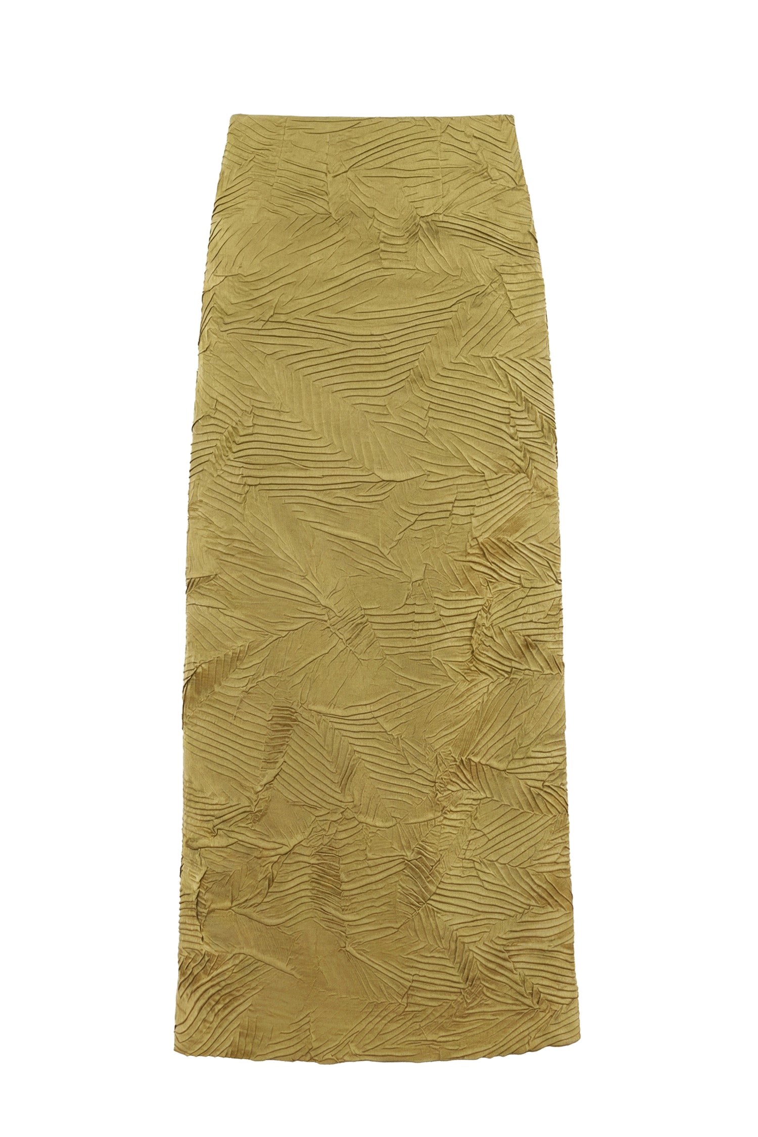 Inez Satin Skirt in Moss Gold