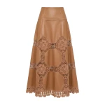 ulla johnson izra crochet & leather skirt
