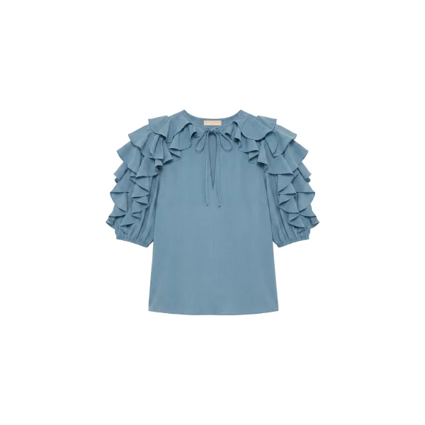 ulla johnson josephine short sleeve silk top