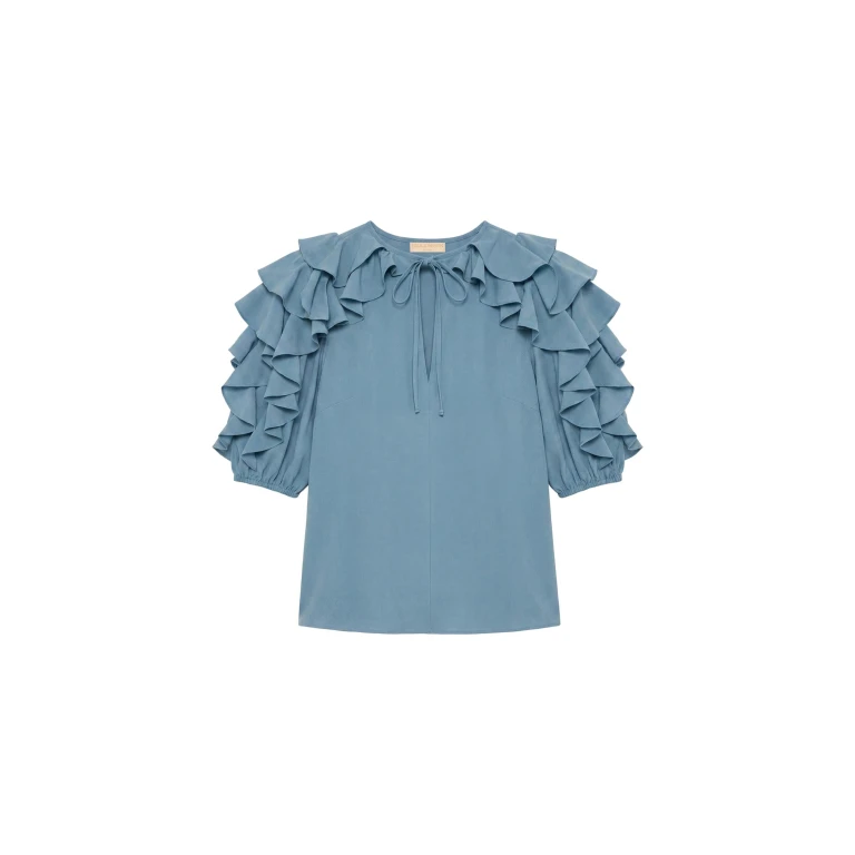 ulla johnson josephine short sleeve silk top