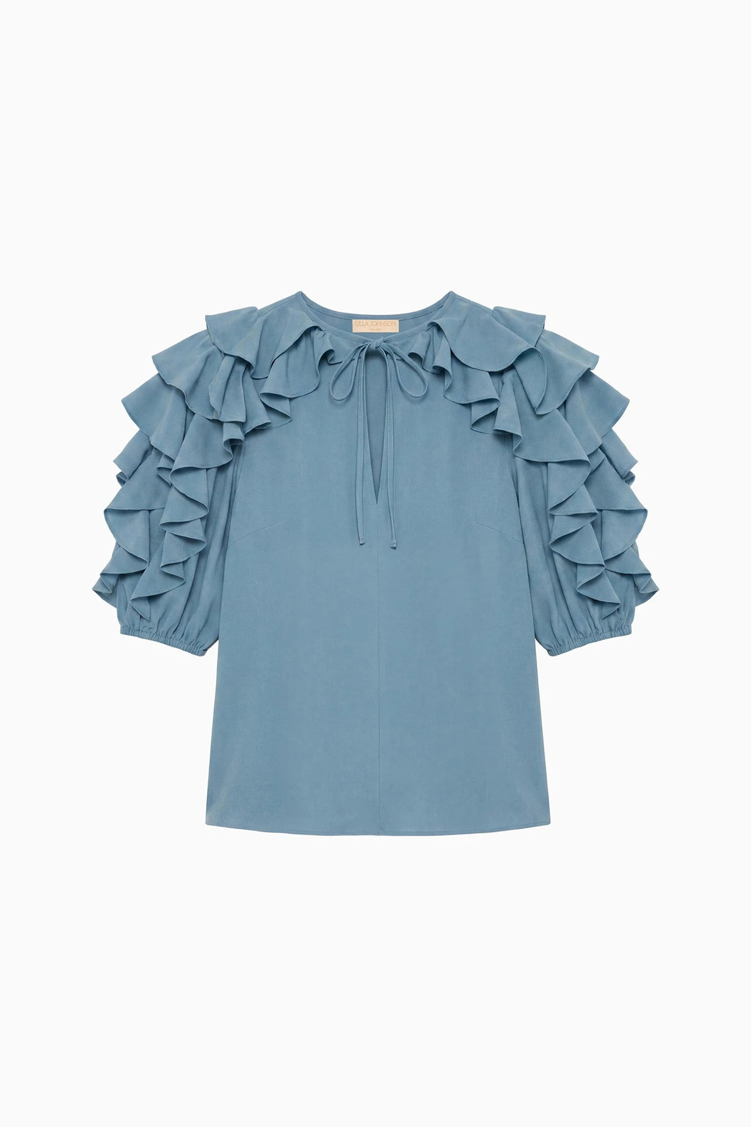 Josephine Short Sleeve Silk Top in Heron