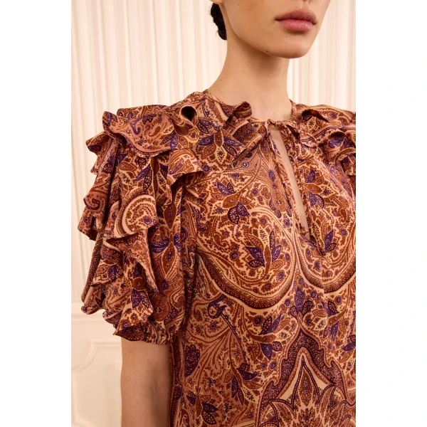 josephine short sleeve silk top rosette
