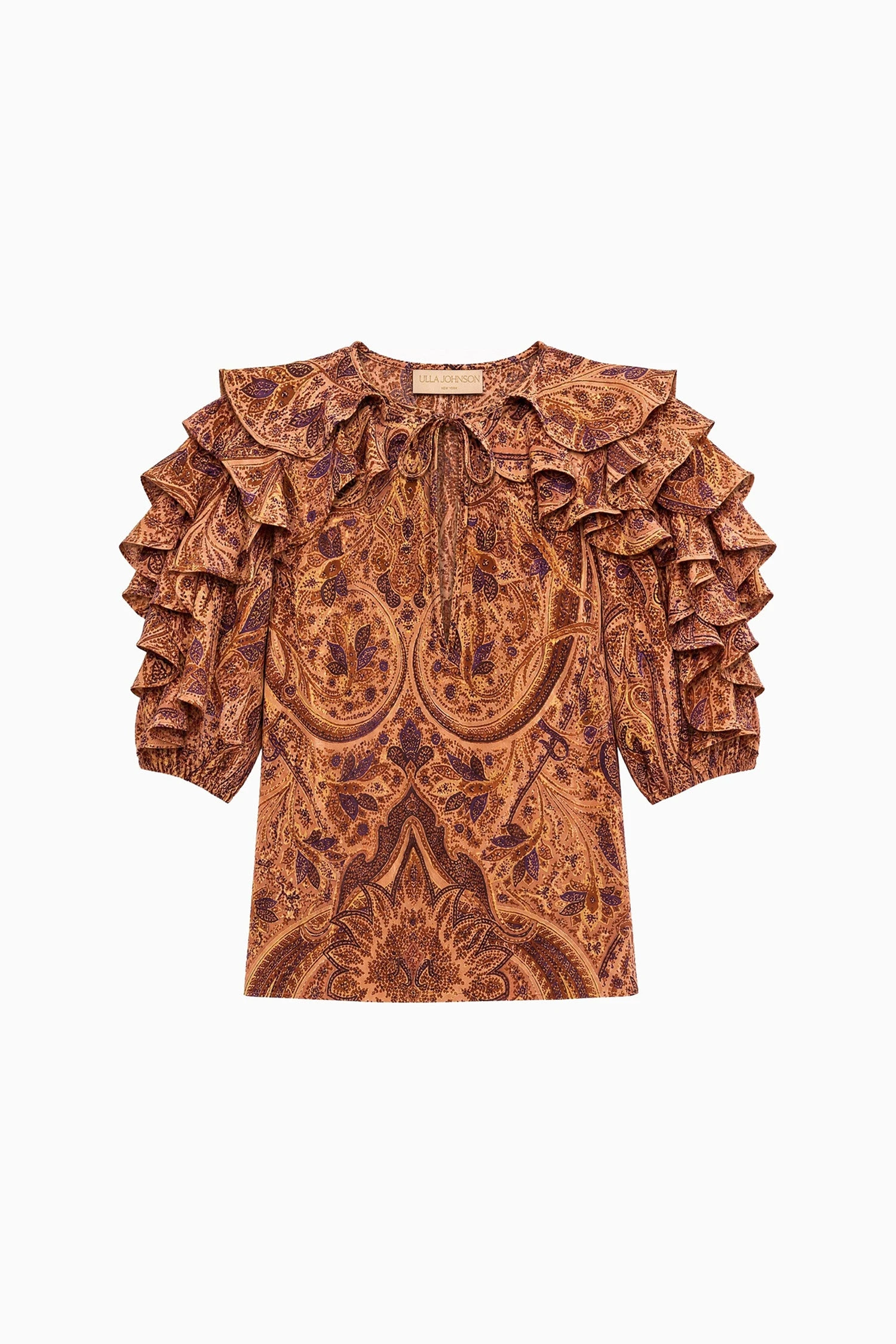 Josephine Short Sleeve Silk Top in Rosette