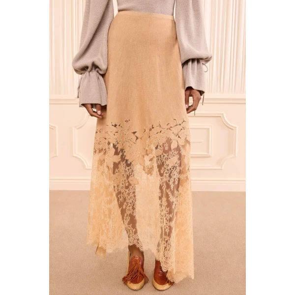josina lace midi skirt almond
