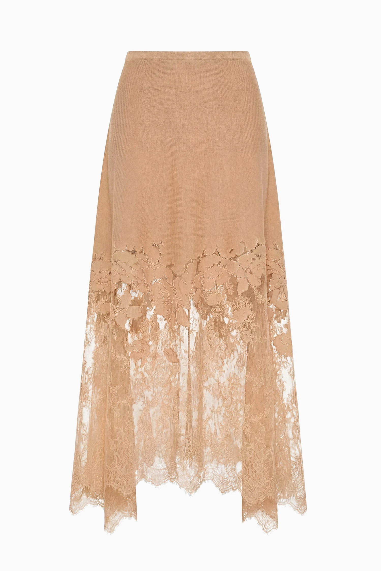 Josina Lace Midi Skirt in Almond