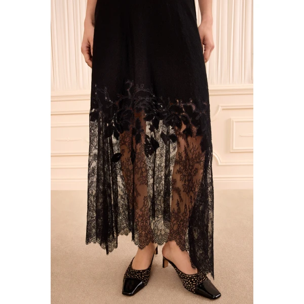 josina lace midi skirt noir