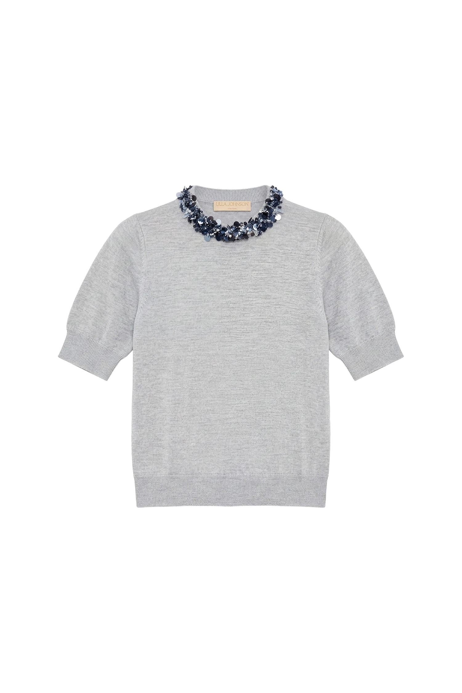 Ulla Johnson Jude Embellished Top in Ash ulla johnson jude embellished top
