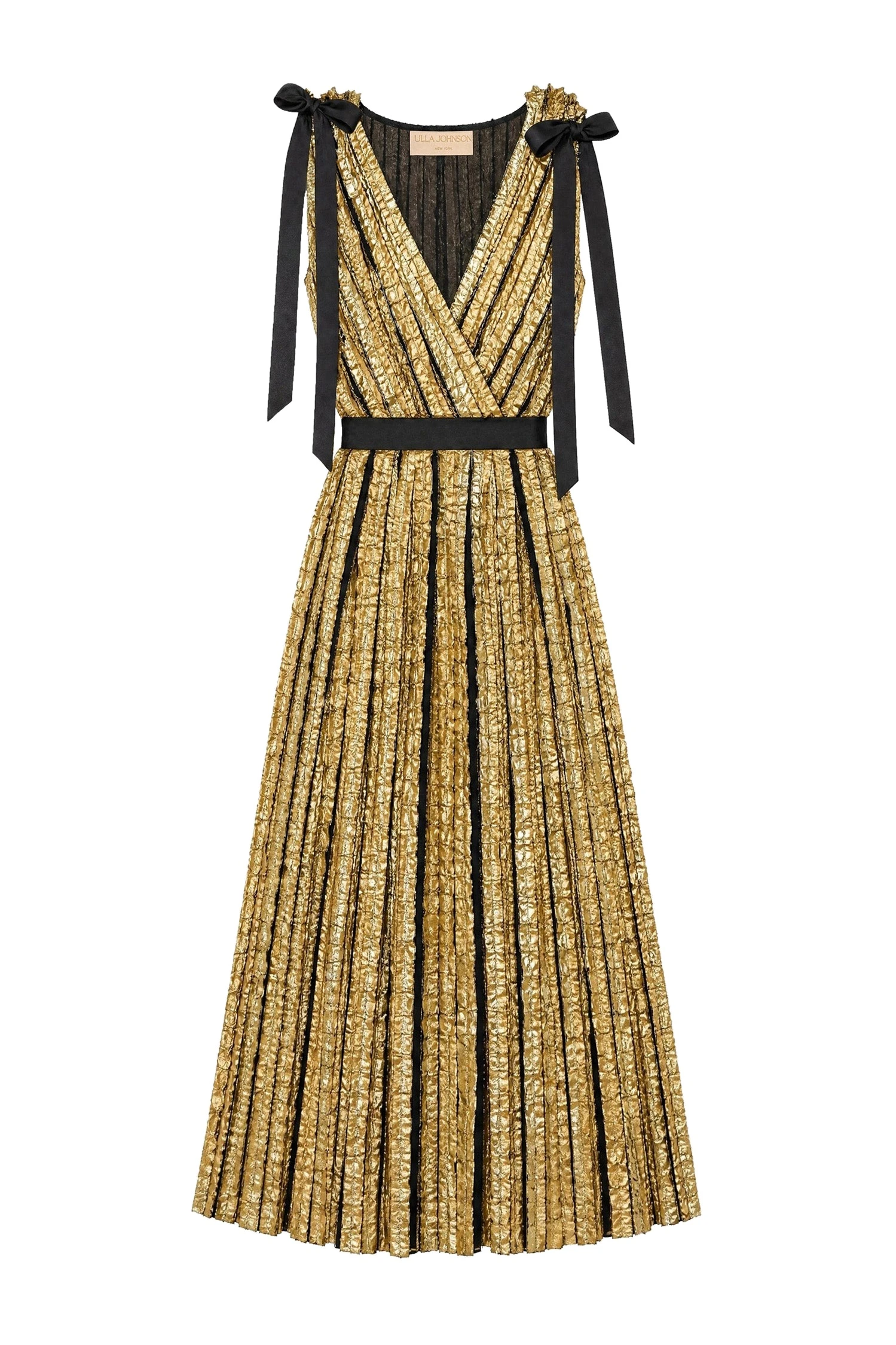 Ulla Johnson Karina Lurex Bow Dress in Gold ulla johnson karina lurex bow dress